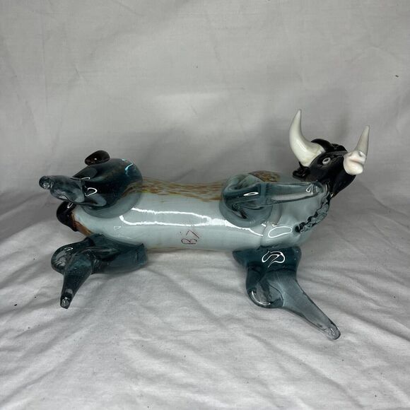 Handblown Glass Bull With Horns Glass Art Murano or Murano-Style Vintage - Picture 6 of 7